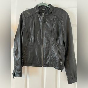 Black Leather Retro Moto Jacket size XL